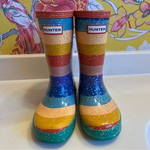 Toddler Hunter Glitter Rainbow Rain Boots